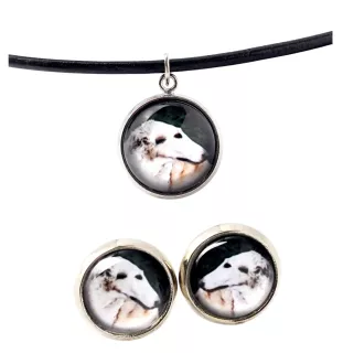 Barsoi, Russischer Jagdwindhund, Barzaia - Schmuck mit Ihrem Foto-Box, Halskette und Ohrringe-Set, personalisierte Produkte der Marke Art-Dog.
