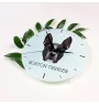 Boston Terrier, American Gentleman - geometric wall clock with a picture and the brand name Art-Dog