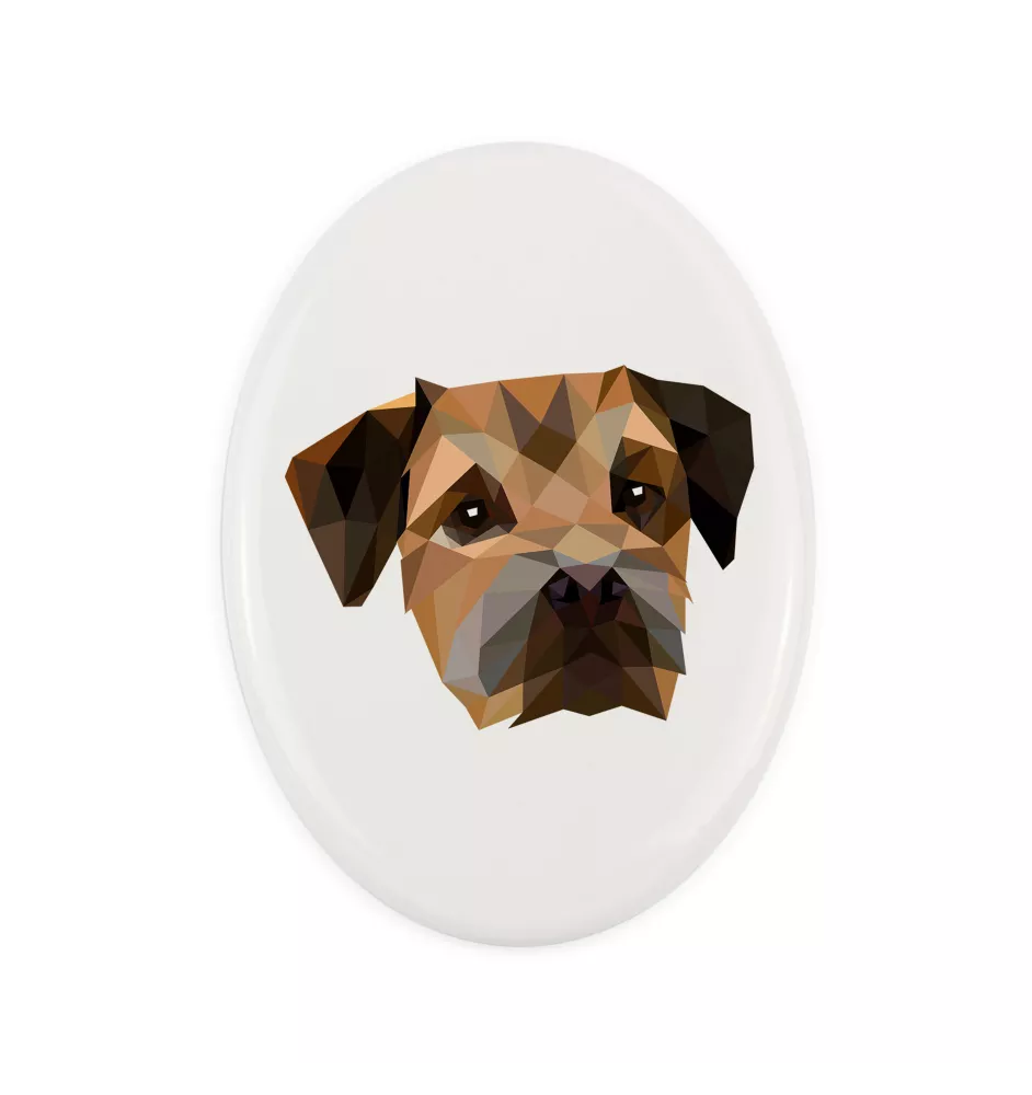 Border Terrier - a plate with a geometric design and the brand name Art-Dog