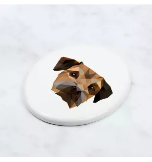 Border Terrier - Fliese mit geometrischem Bild und Schriftzug der Marke Art-Dog