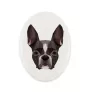 Terrier de Boston, Boston Terrier - une plaque avec une photo et un motif géométrique de la marque Art-Dog