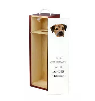 Border Terrier - geometrische Box mit einem Bild und Schriftzug für Wein der Marke Art-Dog