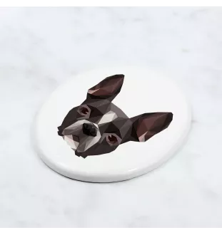Boston Terrier - Fliese mit geometrischem Bild und Schriftzug der Marke Art-Dog
