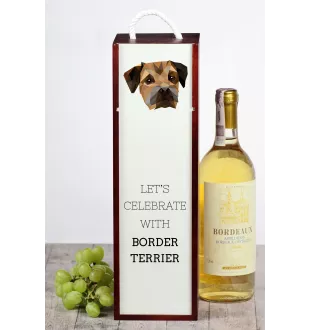 Border Terrier - geometrische Box mit einem Bild und Schriftzug für Wein der Marke Art-Dog