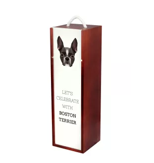 Boston Terrier, American Gentleman - geometric box with a picture and inscription for wine by Art-Dog