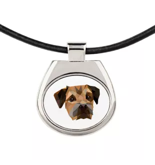 Border Terrier - Halskette mit einem Foto und einem geometrischen Schriftzug der Marke Art-Dog