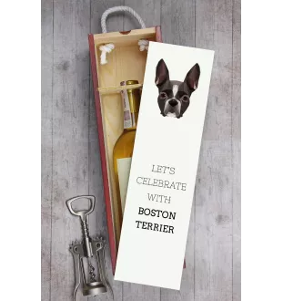 Boston Terrier - geometrische Box mit einem Bild und Schriftzug für Wein der Marke Art-Dog