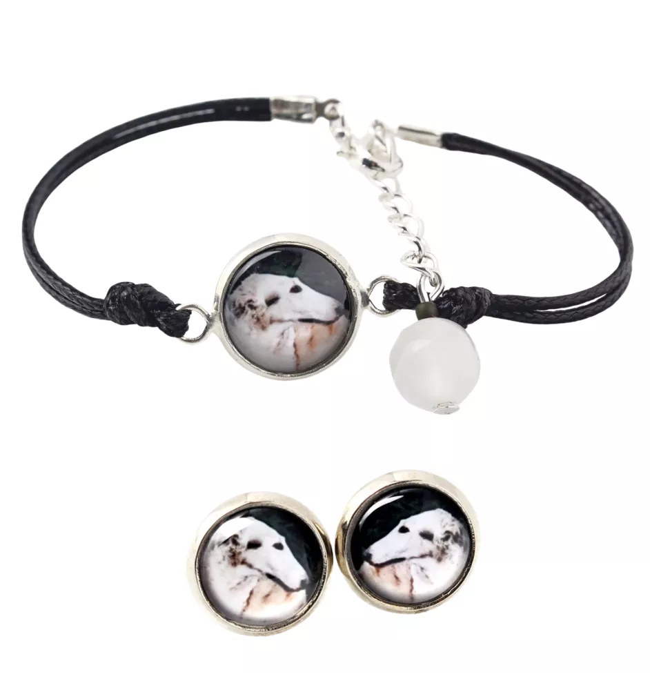 Chart rosyjski borzoj bransoletka i kolczyki ze zdjęciem Art-Dog