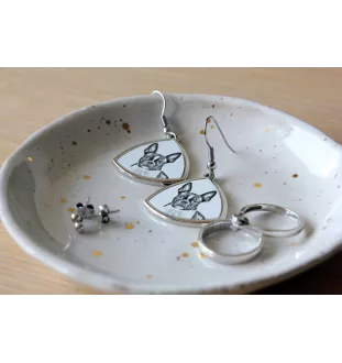 Boston Terrier - Hund Ohrringe, hängende Ohrringe mit Bild, personalisierter Schmuck mit dem Aufdruck der Marke Art-Dog