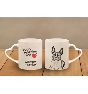 Boston Terrier, American Gentleman - cup with a dog, adorable cup with a heart-shaped handle, universal gift from the Art-Dog brand