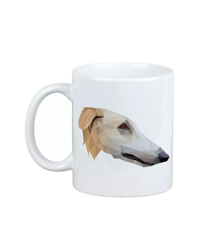 Borzoi, Russian Hunting Sighthound, Russian Wolfhound - cup with a geometric dog image and the inscription Art-Dog