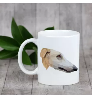 Borzoi, Russian Hunting Sighthound, Russian Wolfhound - cup with a geometric dog image and the inscription Art-Dog