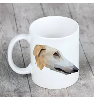 Borzoi, Russian Hunting Sighthound, Russian Wolfhound - cup with a geometric dog image and the inscription Art-Dog
