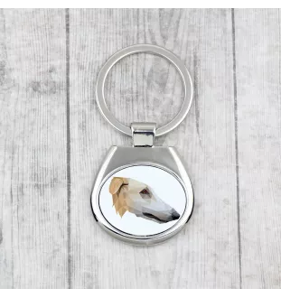 Barsoi, Russischer Jagdwindhund, Barzaia - geometrischer Schlüsselanhänger mit Foto und Aufschrift Art-Dog