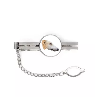 Borzoi, Russian Hunting Sighthound, Russian Wolfhound - geometric tie clip with a picture and inscription from Art-Dog