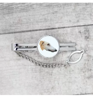 Barzoi, Levrier De Chasse Russe, Lévrier russe - épingle de cravate géométrique avec photo et inscription Art-Dog