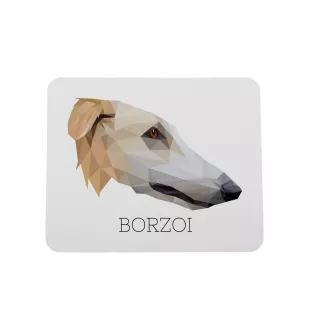 Barzoi, Levrier De Chasse Russe, Lévrier russe - tapis de souris géométrique avec photo et inscription Art-Dog