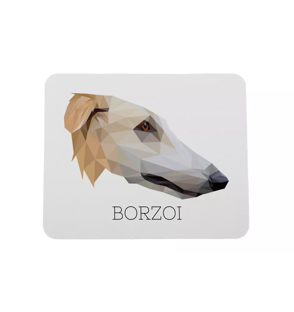 Borzoi, Russian Hunting Sighthound, Russian Wolfhound - geometric mouse pad with a picture and text by Art-Dog