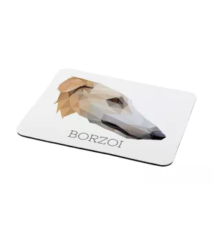 Barsoi, Russischer Jagdwindhund, Barzaia - geometrisches Mauspad mit Bild und Aufschrift von Art-Dog