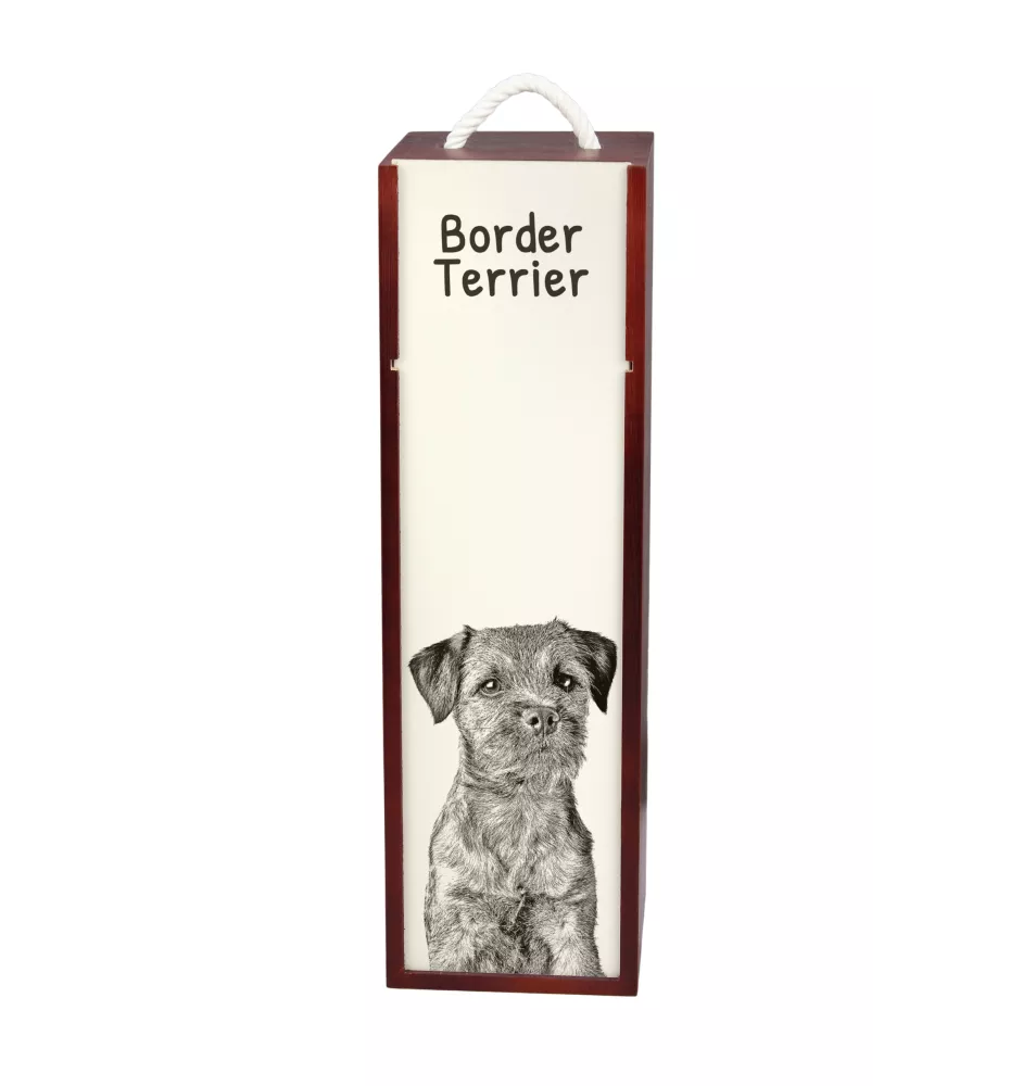 Border Terrier - wine box with a dog, alcohol box with graphics, personalized gift box from the Art-Dog brand