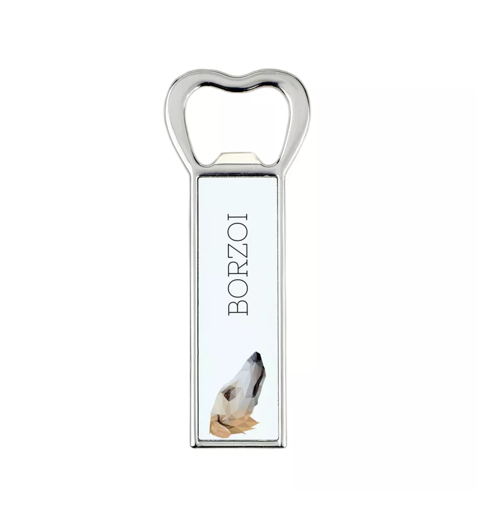 Borzoi, Russian Hunting Sighthound, Russian Wolfhound - bottle opener with a picture and inscription for beer by Art-Dog