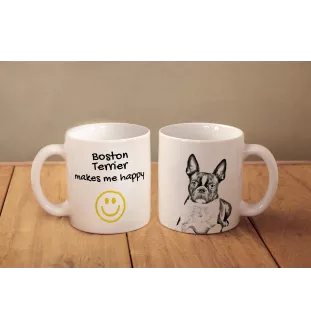 Boston Terrier - Tasse mit Hund, fröhliche Tasse für Hundeliebhaber, personalisiertes Geschenk der Marke Art-Dog