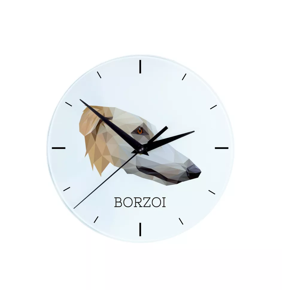 Borzoi, Russian Hunting Sighthound, Russian Wolfhound - geometric wall clock with a picture and the brand name Art-Dog