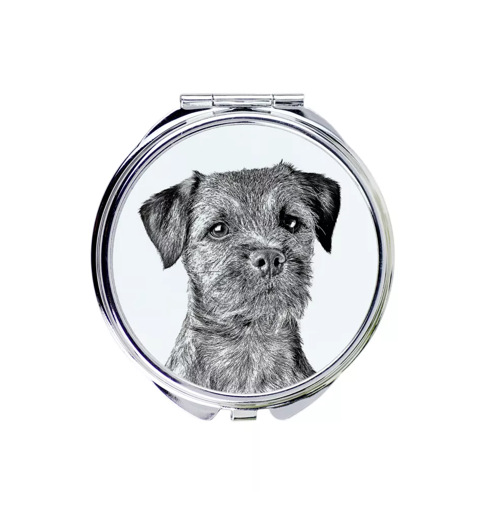 Border Terrier - miroir de poche avec chien, miroir personnalisé pour sac à main, miroir compact avec impression de la marque Art-Dog