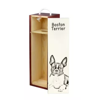 Boston Terrier - Weinbox mit Hund, Alkoholbox mit Grafik, personalisierte Geschenkbox der Marke Art-Dog