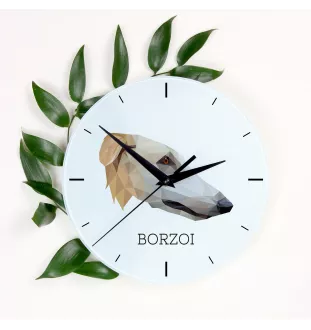 Borzoi, Russian Hunting Sighthound, Russian Wolfhound - geometric wall clock with a picture and the brand name Art-Dog