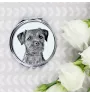 Border Terrier - Taschenspiegel mit Hund, personalisierter Taschenspiegel, kompakter Spiegel mit Art-Dog-Logo