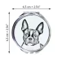 Boston Terrier - Taschenspiegel mit Hund, personalisierter Taschenspiegel, kompakter Spiegel mit Art-Dog-Logo