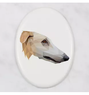Borzoi, Russian Hunting Sighthound, Russian Wolfhound - a plate with a geometric design and the brand name Art-Dog