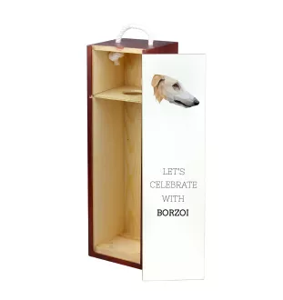 Borzoi, Russian Hunting Sighthound, Russian Wolfhound - geometric box with a picture and inscription for wine by Art-Dog