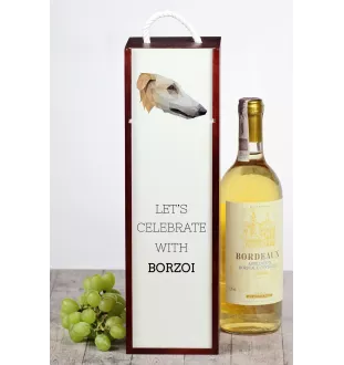 Borzoi, Russian Hunting Sighthound, Russian Wolfhound - geometric box with a picture and inscription for wine by Art-Dog