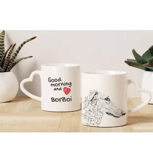 Barsoi, Russischer Jagdwindhund, Barzaia - Tasse mit Hund, entzückende Tasse mit herzförmigem Henkel, universelles Geschenk der Marke Art-Dog