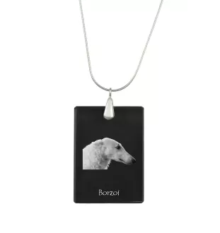 Borzoi, Russian Hunting Sighthound, Russian Wolfhound - Crystal pendant with dog, silver necklace with photo, personalised pendant by Art-Dog brand