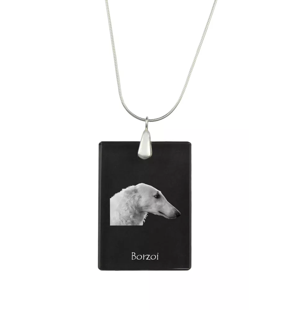 Barzoi, Levrier De Chasse Russe, Lévrier russe - Pendentif en cristal avec chien, collier en argent avec photo, pendentif personnalisé par la marque Art-Dog