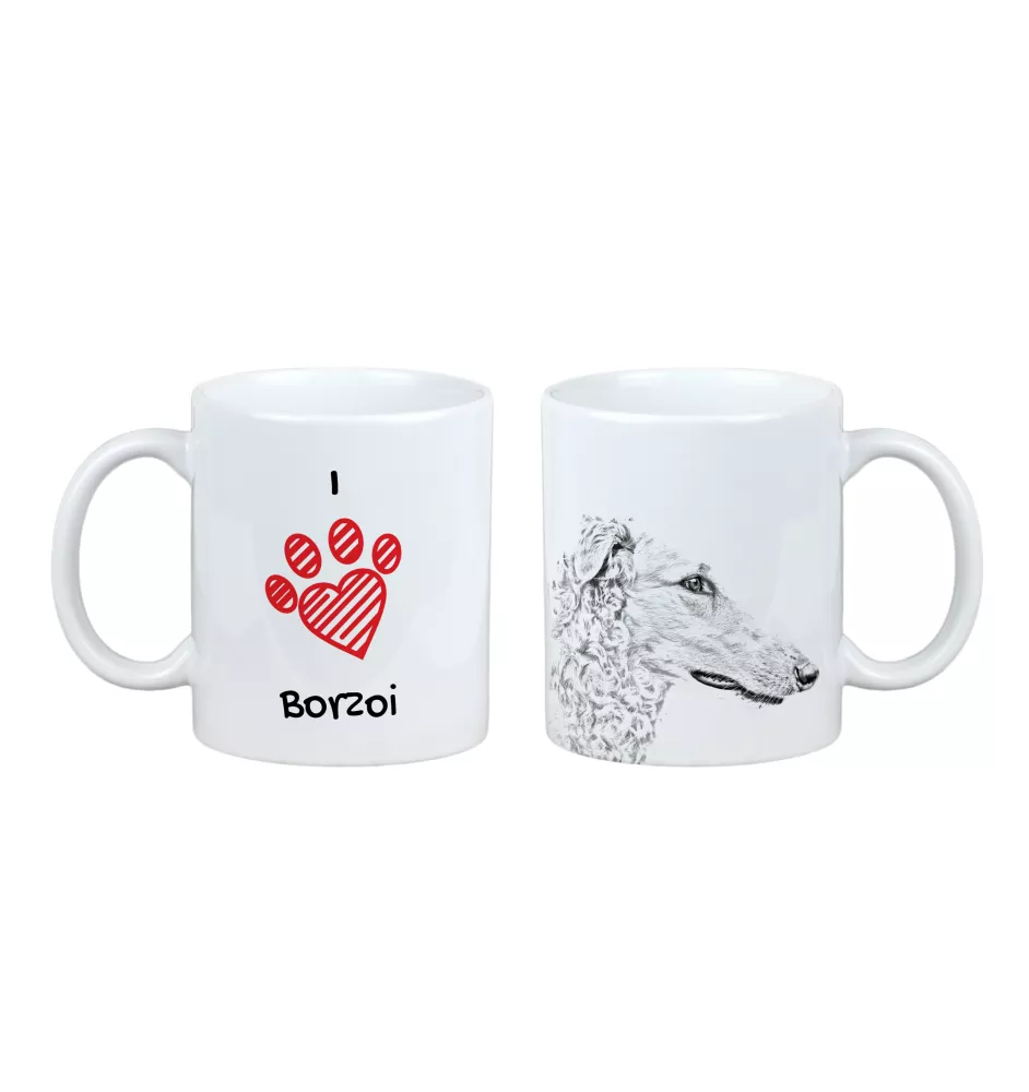 Barzoi, Levrier De Chasse Russe, Lévrier russe - tasse avec chien, une tasse adorable avec une illustration, un cadeau avec votre photo de la marque Art-Dog