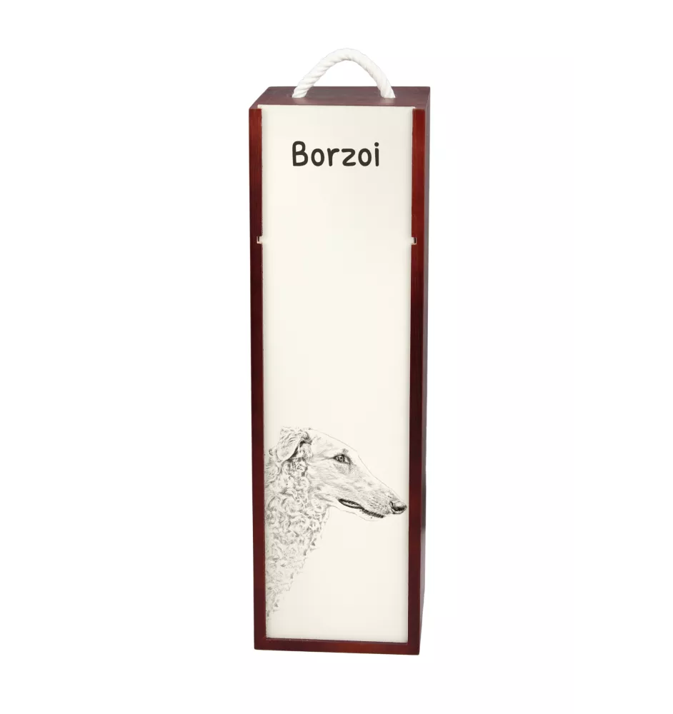 Borzoi, Russian Hunting Sighthound, Russian Wolfhound - wine box with a dog, alcohol box with graphics, personalized gift box from the Art-Dog brand