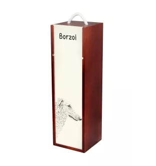Barsoi, Russischer Jagdwindhund, Barzaia - Weinbox mit Hund, Alkoholbox mit Grafik, personalisierte Geschenkbox der Marke Art-Dog