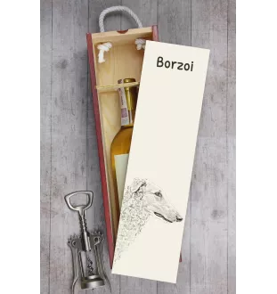 Borzoi, Russian Hunting Sighthound, Russian Wolfhound - wine box with a dog, alcohol box with graphics, personalized gift box from the Art-Dog brand