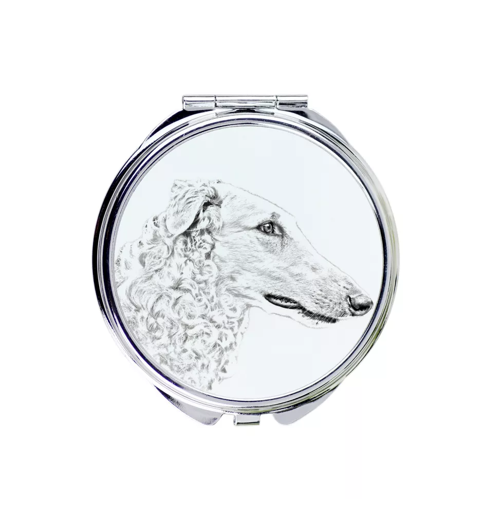 Barzoi, Levrier De Chasse Russe, Lévrier russe - miroir de poche avec chien, miroir personnalisé pour sac à main, miroir compact avec impression de la marque Art-Dog