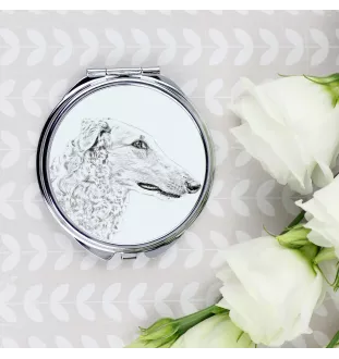 Barsoi, Russischer Jagdwindhund, Barzaia - Taschenspiegel mit Hund, personalisierter Taschenspiegel, kompakter Spiegel mit Art-Dog-Logo