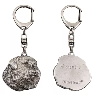 Bouvier des Flandres, Flanders Cattle Dog - Silver-plated key ring with dog, handbag decoration, backpack pendant by Art-Dog brand