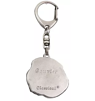 Bouvier des Flandres, Flanders Cattle Dog - Silver-plated key ring with dog, handbag decoration, backpack pendant by Art-Dog brand