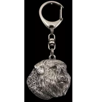 Flandrischer Treibhund, Bouvier des Flandres - Versilberter Schlüsselanhänger mit Hund, Handtaschen-Dekoration, Rucksack-Anhänger der Marke Art-Dog