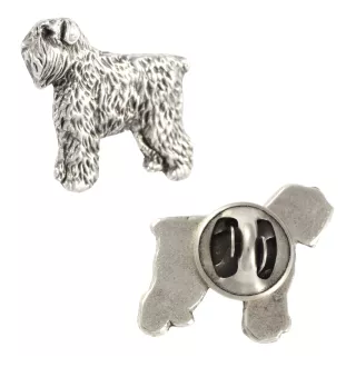 Bouvier des Flandres, Flanders Cattle Dog  - Silver-plated dog brooch, elegant pin, jacket lapel decoration by Art-Dog brand