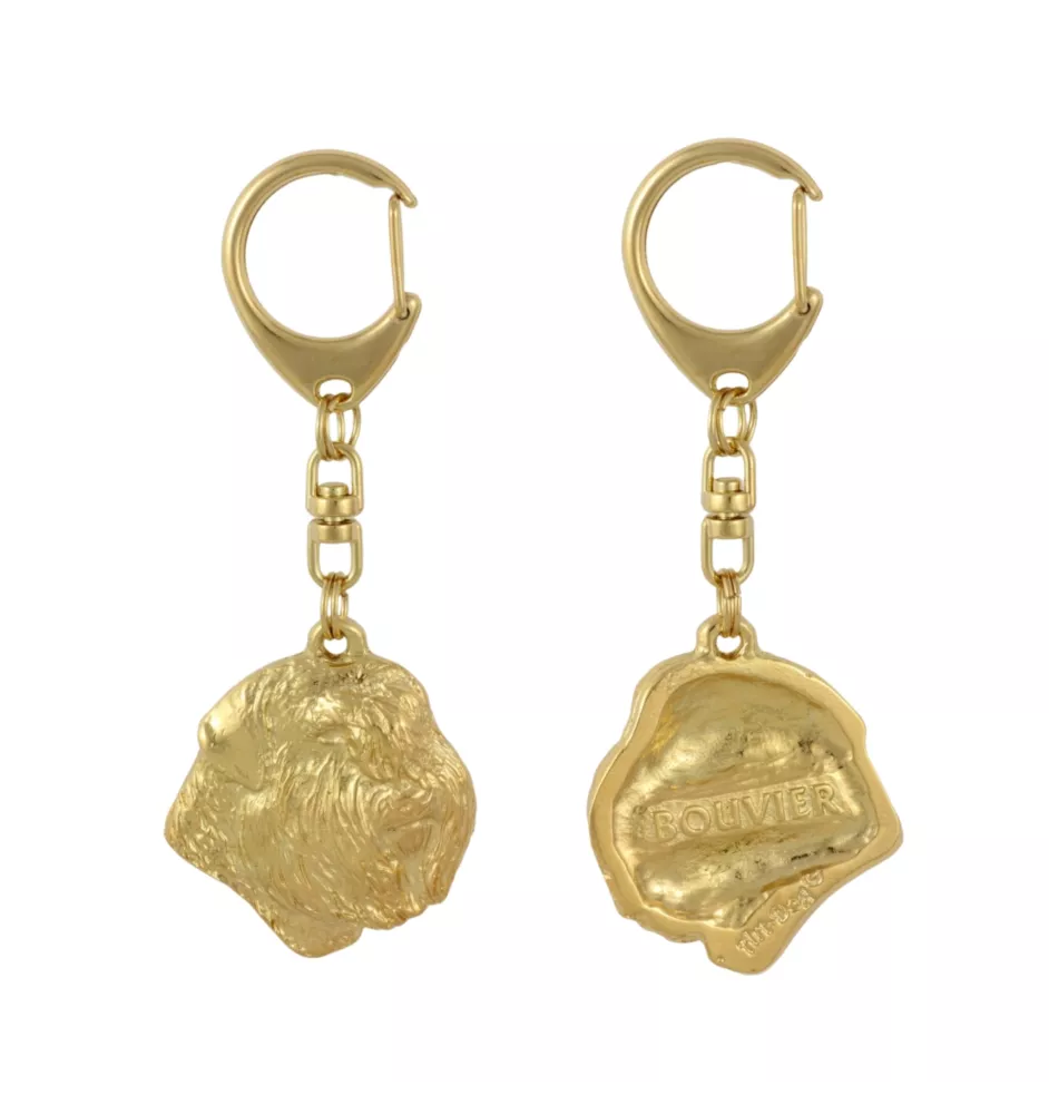 Bouvier des Flandres, Flanders Cattle Dog - Gilded key ring with dog, handbag decoration, luxury accessory by Art-Dog brand