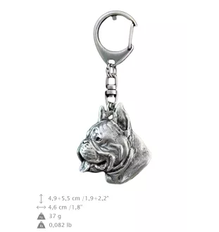 Boxer, German Boxer I - Silver-plated key ring with dog, handbag decoration, backpack pendant by Art-Dog brand